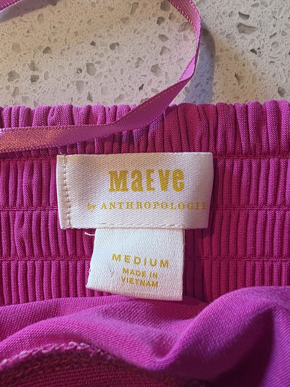 Maeve Bright Fuchsia Strapless Ribbed Crop Top - Picture 3 of 4